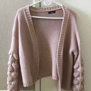 Pink puff sleeve cardigan